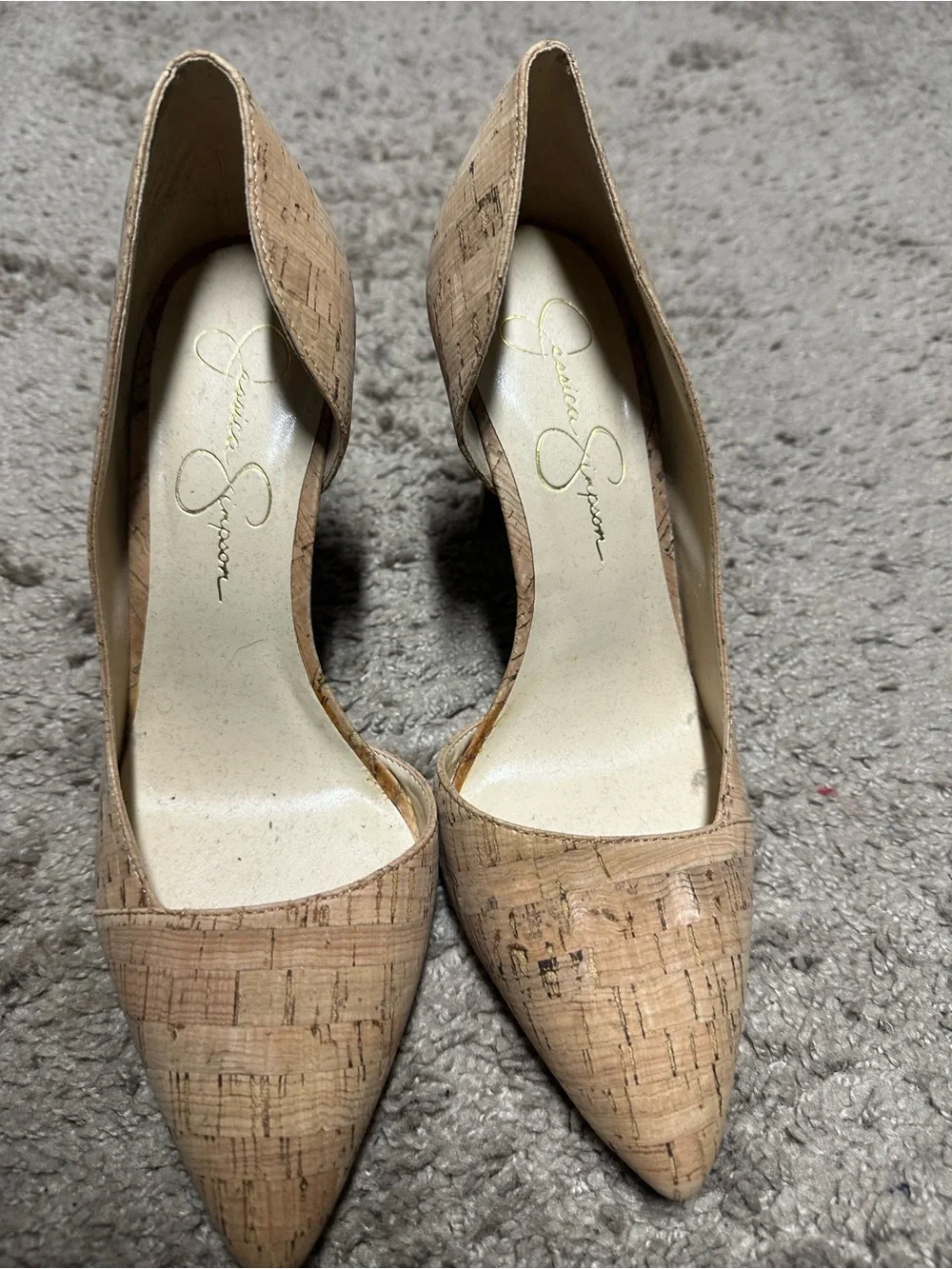 Jessica Simpson Cork D'Orsay Pointed-Toe Pumps in Natural